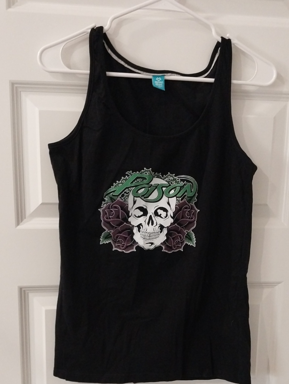 Poison Logo Skull & Rose Tank Top with Green Accent